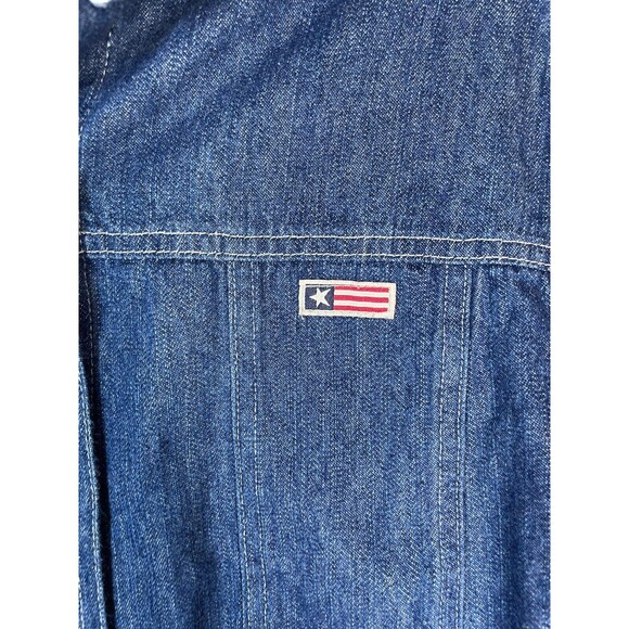 Womens Coldwater Creek Denim Jacket Blue Size M American Biker Aztec Blanket - Picture 2 of 10